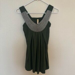 Green and Silver Vintage Beaded Women's Top